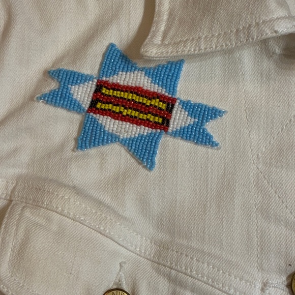Ralph Lauren Beaded Embroidered Southwestern White Denim Jean Jacket Small - Picture 4 of 6